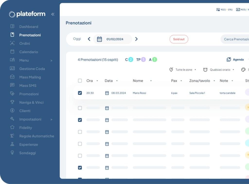 Plateform - Piattaforma Prenotazioni Ristoranti